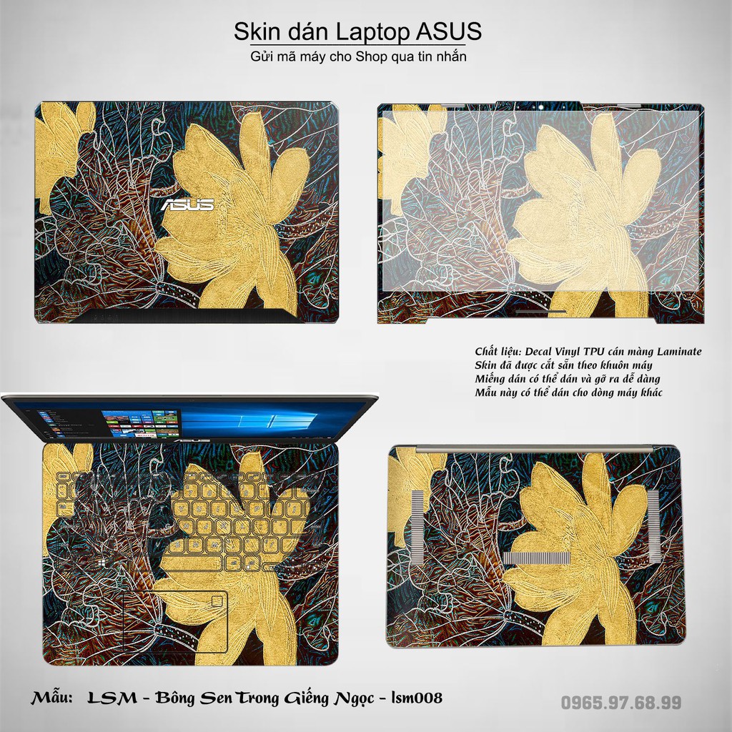 Skin dán Laptop Asus in hình Bông Sen Trong Giếng Ngọc - lsm008 (inbox mã máy cho Shop)
