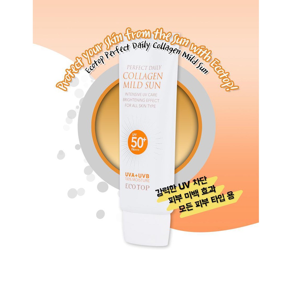Kem chống nắng dưỡng da bố sung collagen Ecotop Perfect Daily Collagen Mild Sun SPF50+ PA+++ 70ml