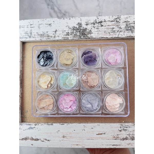 Phụ kiện xà cừ tuyết hàn quốc set 12 màu trang trí nail