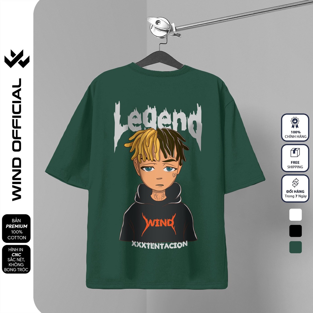 Áo thun tay lỡ unisex WIND phông form rộng 65% Cotton Legend nam nữ oversize