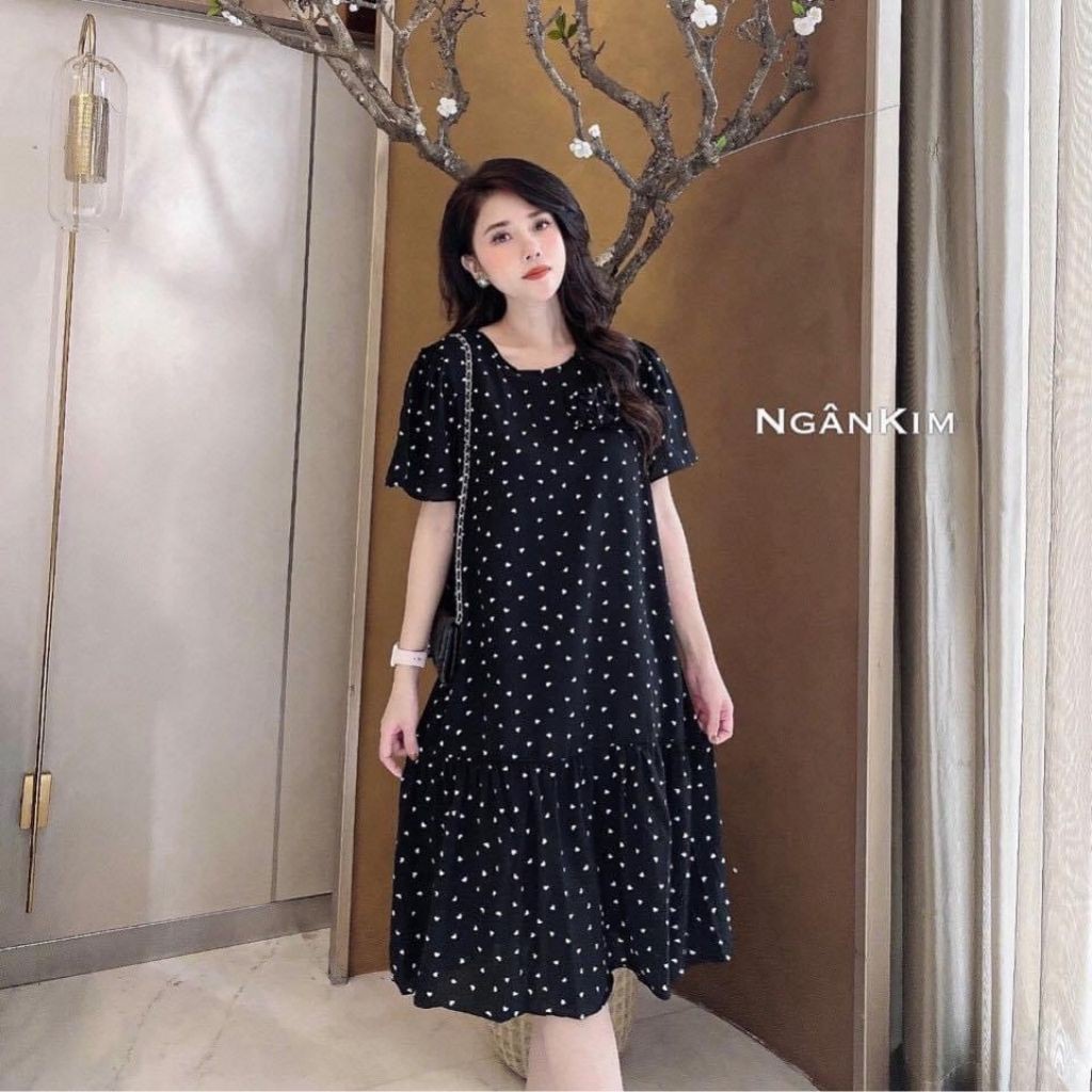Váy bầu thời trang thiết kế xuông M207 chất lụa hàn châu freesize từ 45 đến 70kg