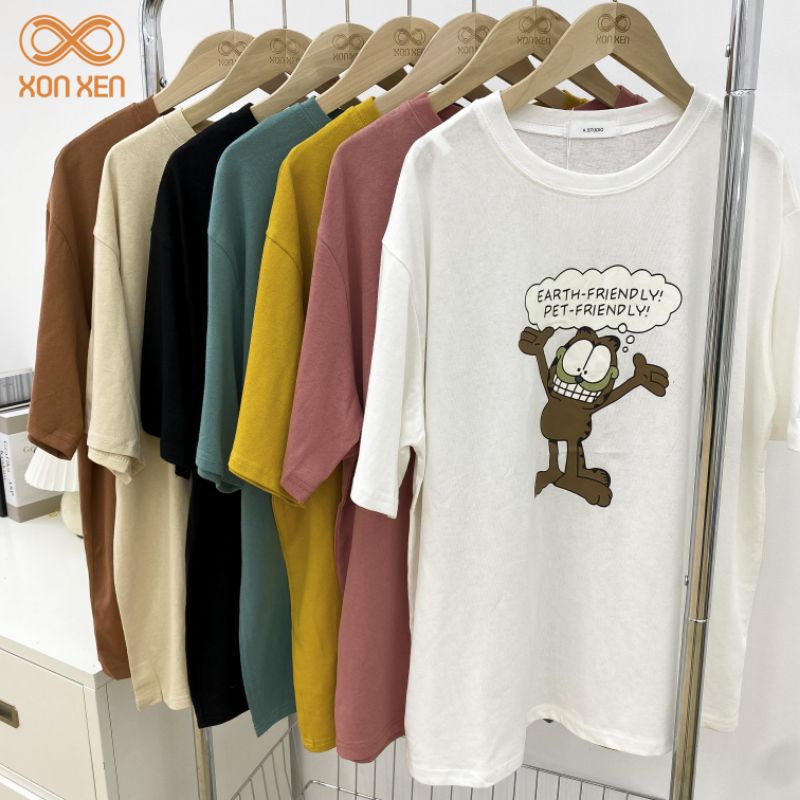 Áo thun nữ áo thun cotton form rộng in hình dễ thương XONXEN SHOP freesize mã 8822