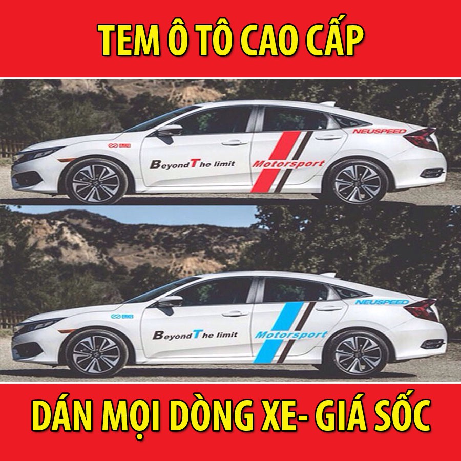 Tem dán sườn ô tô phong cách thể thao D-639
