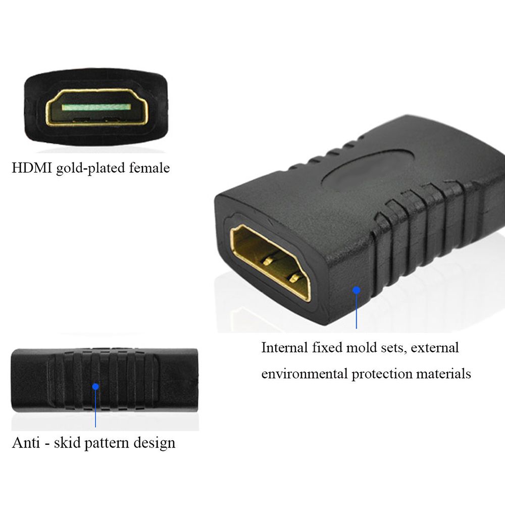 ❀SIMPLE❀ 2Pcs Black HDMI Connector Converter HDTV 1080P Female To Female New Extender Adapter F/F Coupler