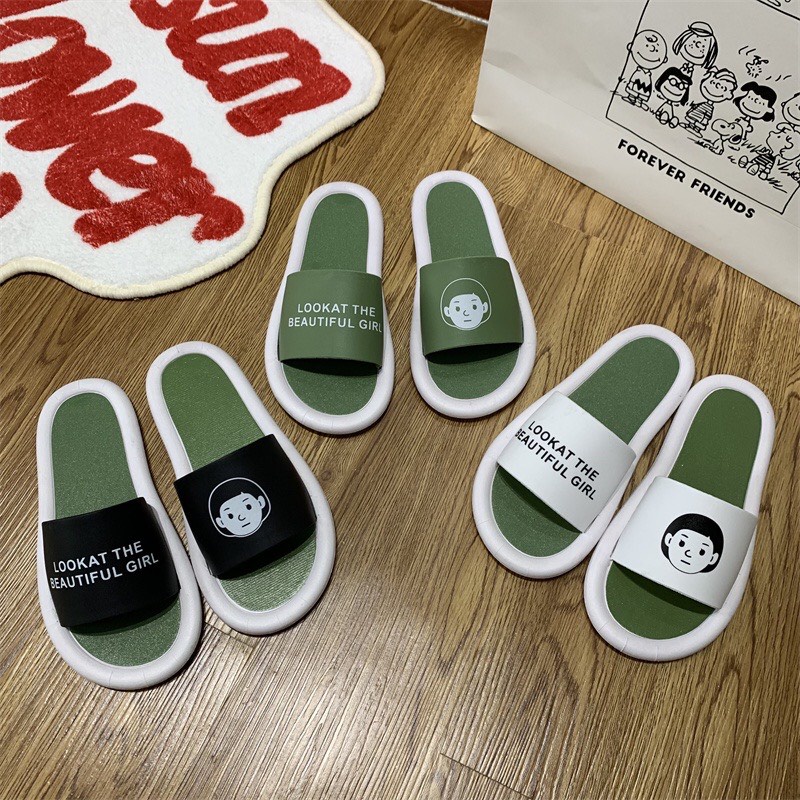 JY082  - Dép lê quai ngang look at the beautiful girl