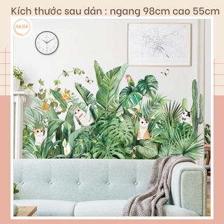 Decal dán tường mèo lùm cây A21 phong cách Bắc Âu