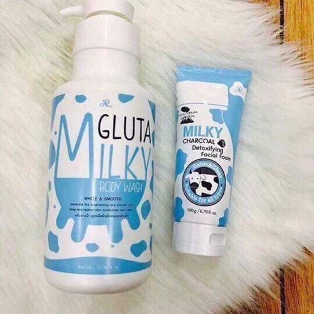 Bộ đôi sữa tắm+srm Gluta milk hàng thái