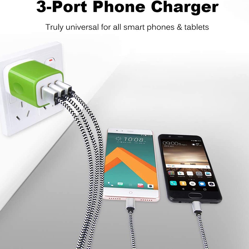Cốc Sạc Nhanh 2000MA 3 Cổng Usb 3.0 Màu Macaron Tương Thích Với iPhone/Android