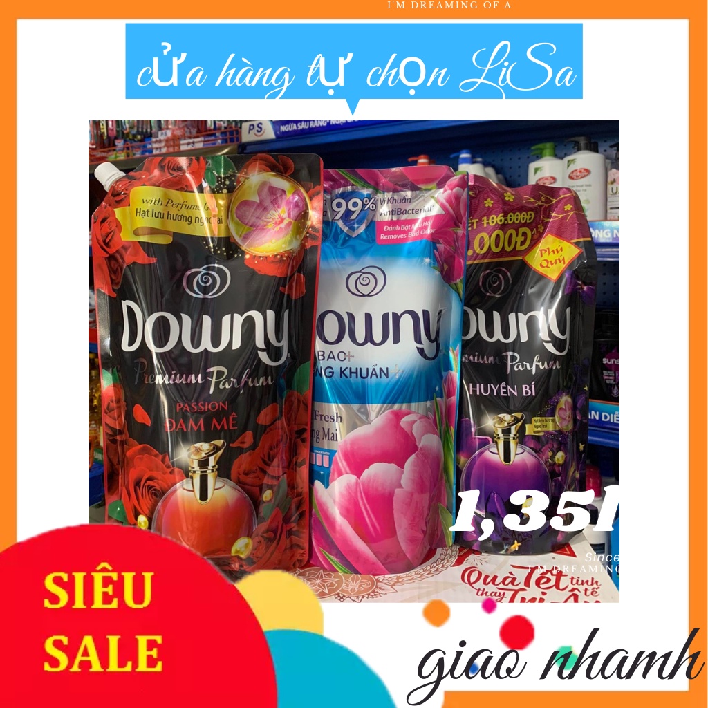 Nước xả vải Downy huyền bí/đam mê/nắng mai túi 1,35l