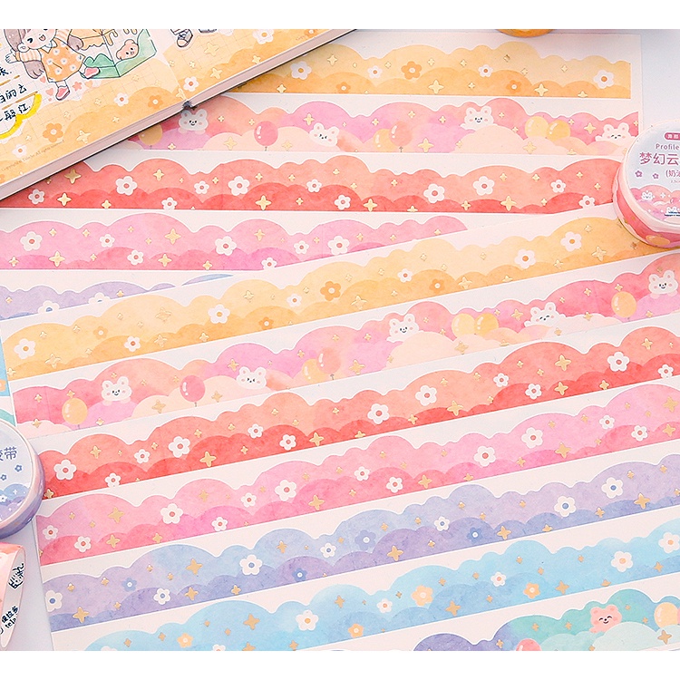 Flowertree 1 Cuộn Băng Keo Washi Hình Đám Mây Dùng Trang Trí Nhật Ký Sổ Tay