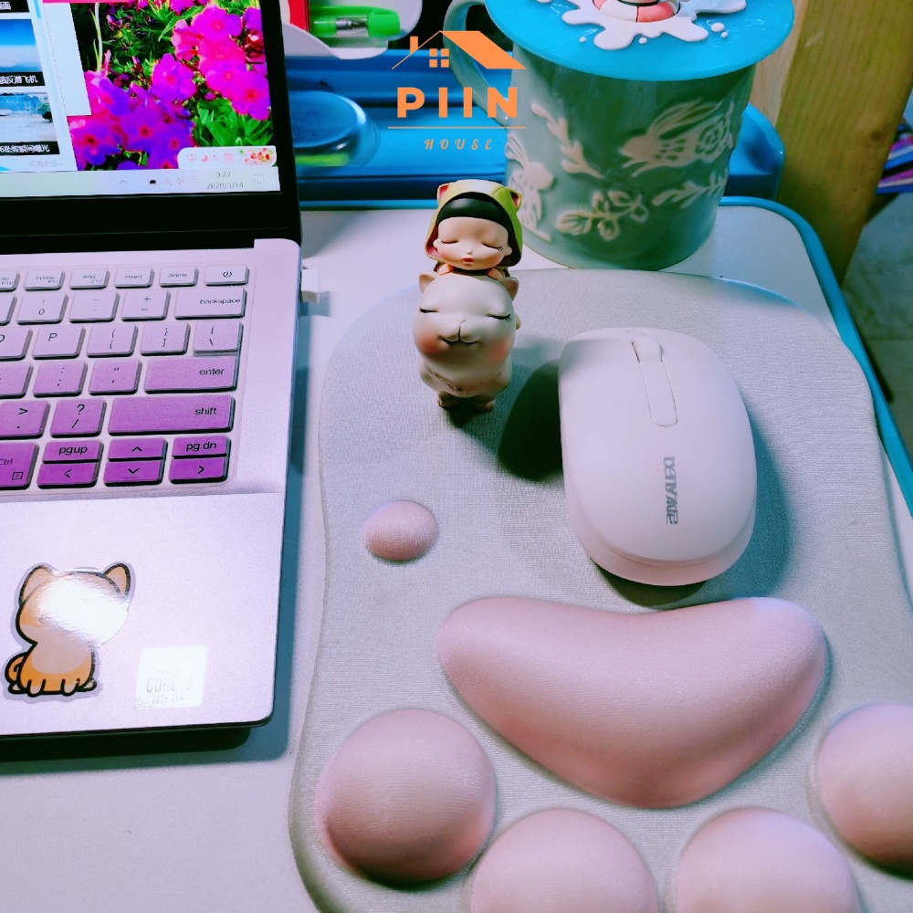 Miếng lót chuột cỡ lớn PIIN HOUSE có đệm đỡ tay silicone hình chân mèo giúp cổ tay thoải mái