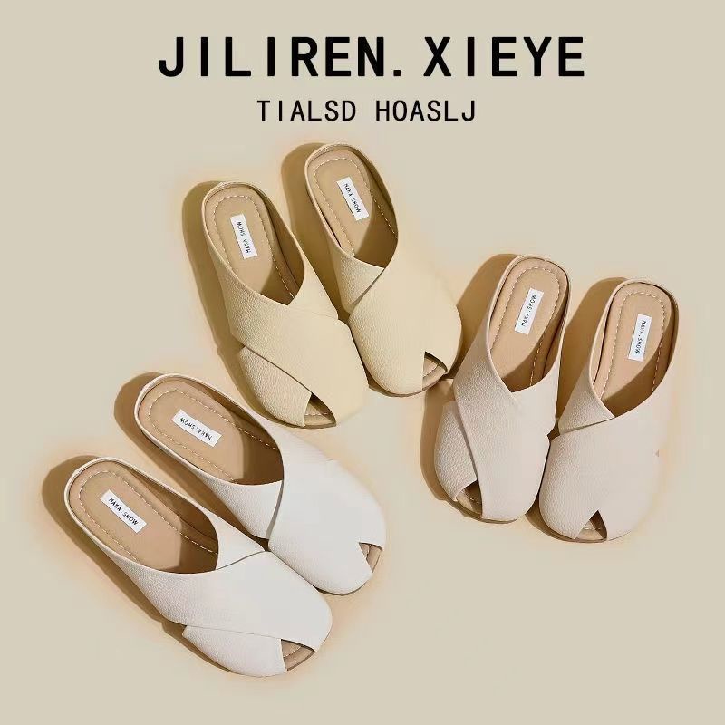 Dép Da Thật Đế Mềm Thiết Kế Đơn Giản Phong Cách Hàn Quốc Dễ Thương Cho Nữ