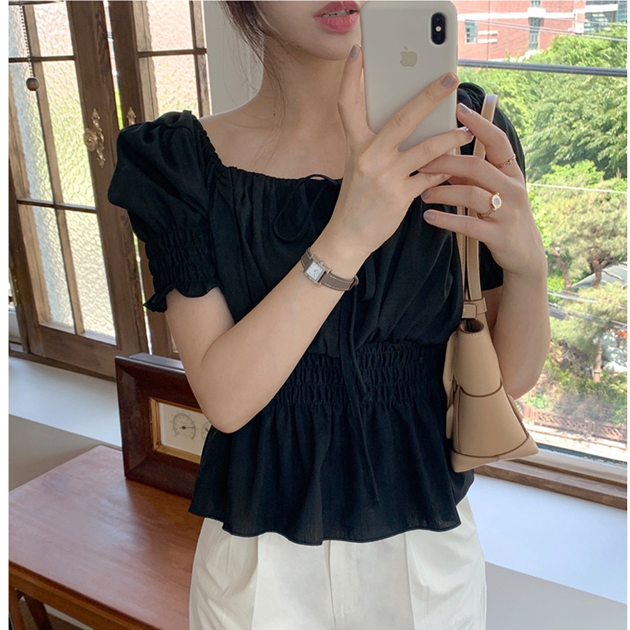 SUXI Áo Sơ Mi Dáng Rộng Màu Trơn Thời Trang Mùa Hè Hàn Quốc Dễ Thương