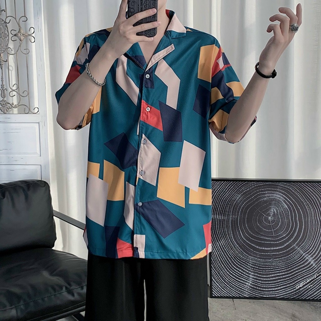 Áo sơmi Nam Nữ form rộng hoạ tiết hình học phù hợp mặc đồng phục nhóm, lớp đi chơi biển và dã ngoại kèm hình thật | BigBuy360 - bigbuy360.vn