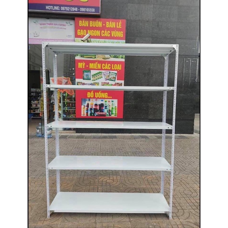 Kệ sắt v lỗ: Dài 80cm x rộng 40cm gồm 3 tầng, 4 tầng, 5 tầng đủ các loại