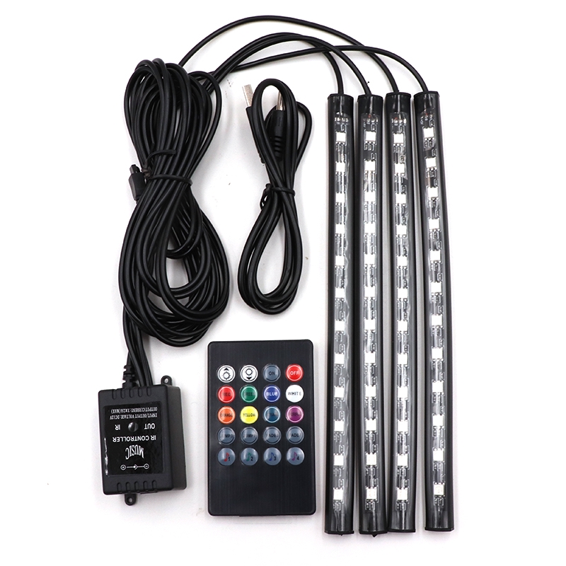 Bộ Dây Đèn LED Neon RGB Điều Khiển Âm Thanh Trang Trí Nội Thất Xe Hơi