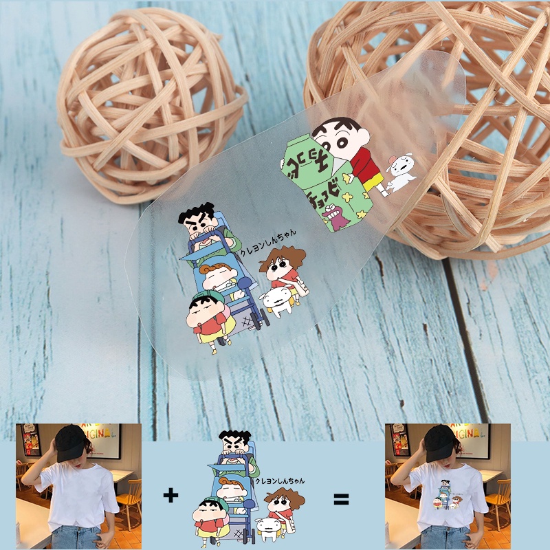 Crayon Shin-chan Họa Tiết Truyền Nhiệt Viny Sắt Trên Sản Xuất Nhãn Dán Thẻ Tên Cho Áo Sơ Mi Quần Áo Có Thể Giặt Được Táo