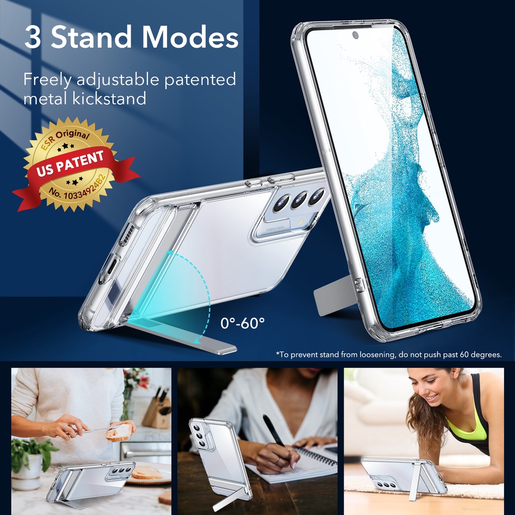 Ốp điện thoại ESR trong suốt kèm giá đỡ kim loại cho Samsung S22 Ultra Galaxy S22 Ultra Plus Samsung S22