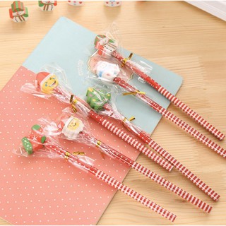 Bút chì gỗ đầu tẩy hình noel