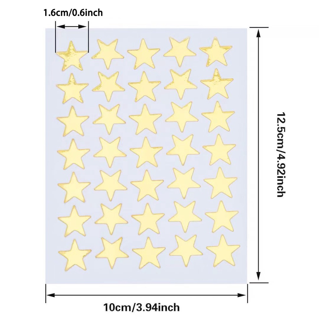 10sheets/bag Gold Star Sticker Stamping Five Pointed Star Sticker Children's Reward Sticker Teacher Praise Label