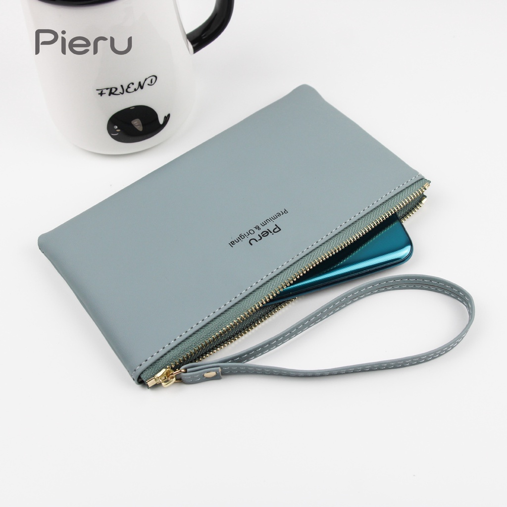 Phụ nữ Ví dây kéo Clutch Da PU Màu rắn Ví dài