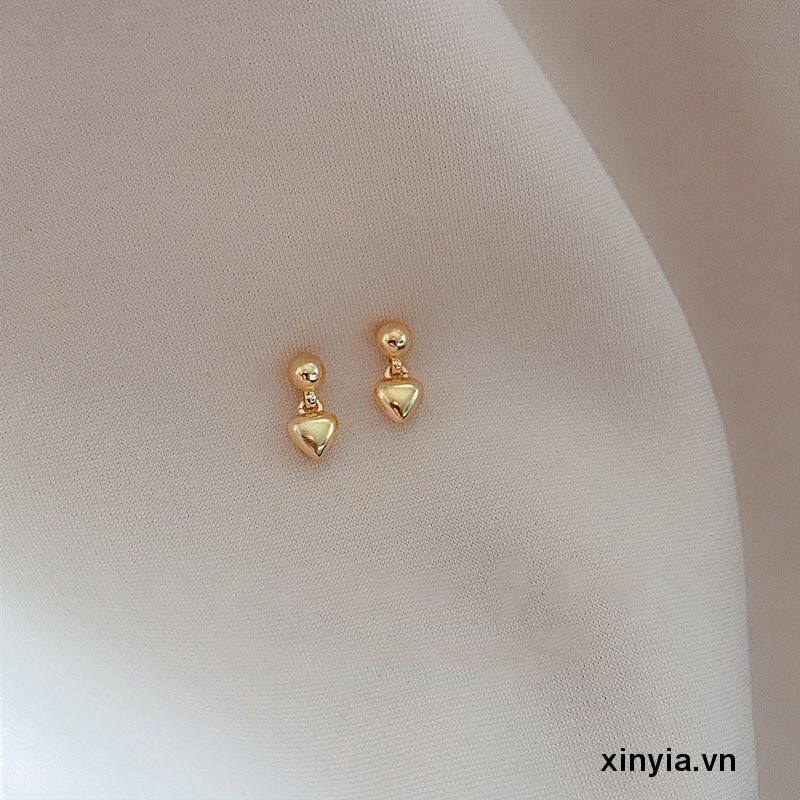 Bông Tai Hình Trái Tim Nhỏ Giọt Nước Thời Trang Cao Cấp Cho Nữ