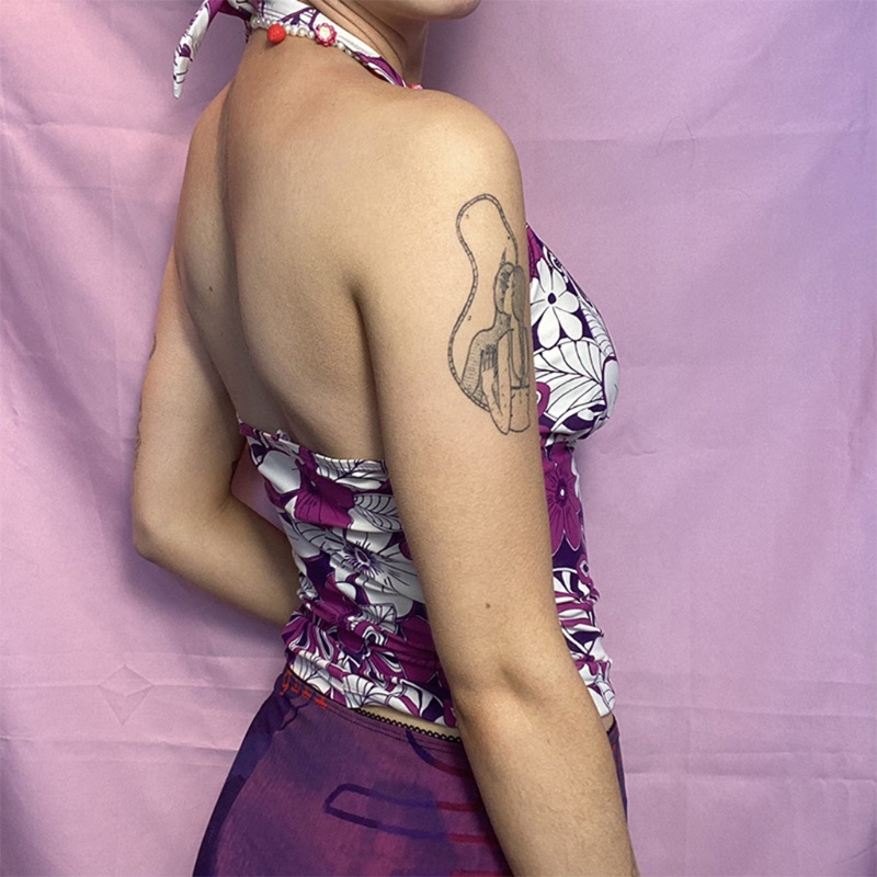 Áo Hai Dây Cổ Chữ V Khoét Sâu Họa Tiết Hoa Phong Cách Boho Gợi Cảm Cho Nữ