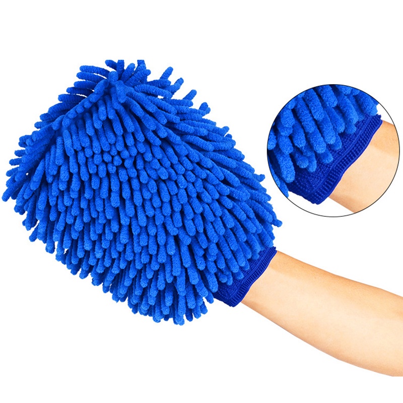 1 Găng Tay Lông Cừu San Hô Hai Mặt Màu Xanh Dương Siêu Mịn Thông Dụng Làm Sạch Xe Hơi