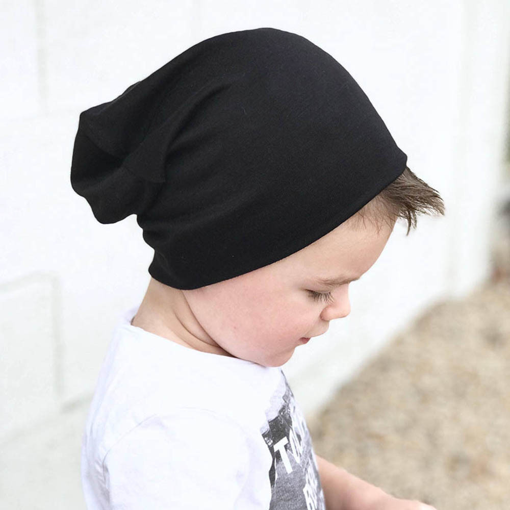 Mũ Beanie Dệt Kim Mỏng Màu Trơn Mềm Mại Giữ Ấm Thời Trang Cho Bé