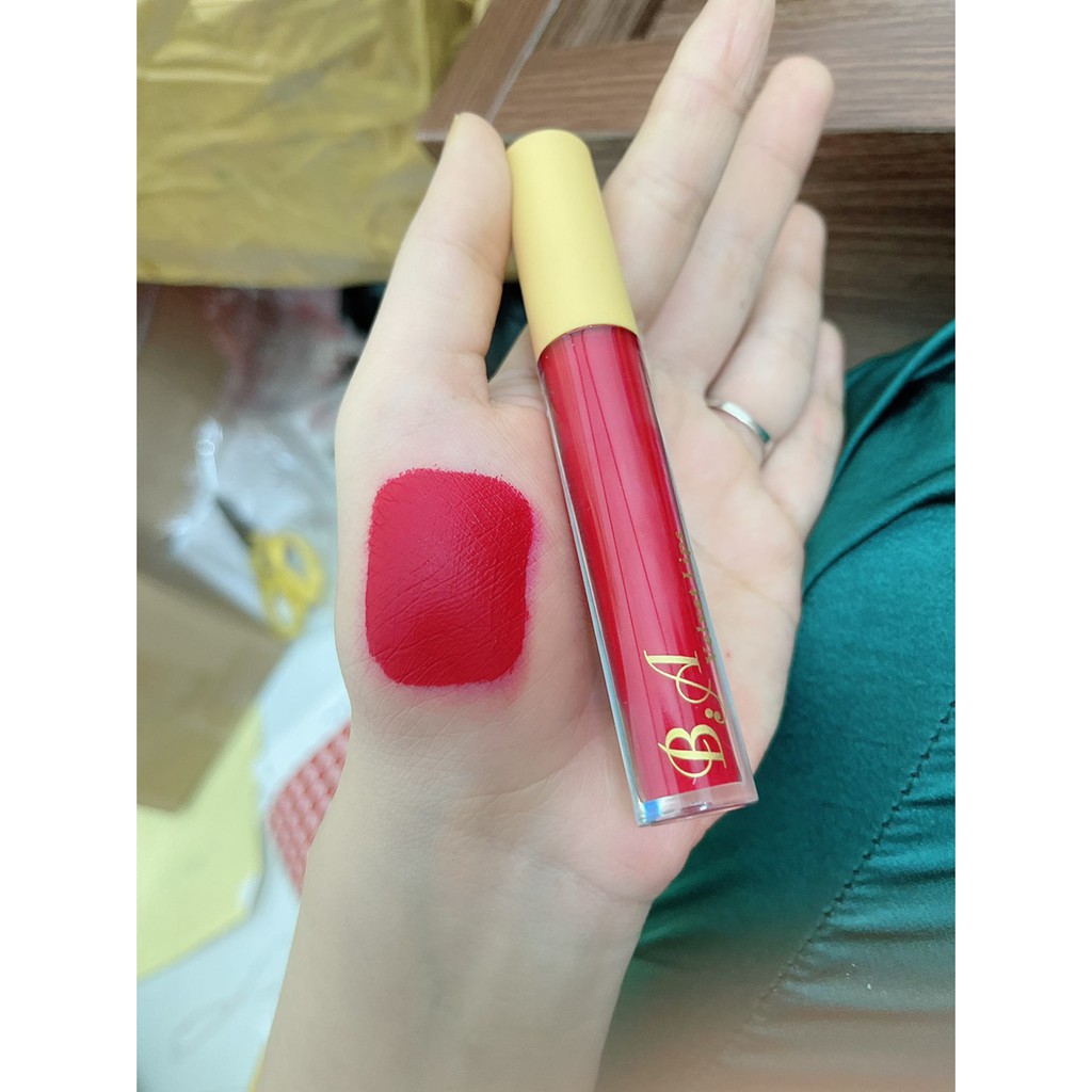 [02 Đỏ Lạnh] Son Kem Lì Nắp Vàng Cao Cấp B.A Màu Đỏ Lạnh | BigBuy360 - bigbuy360.vn
