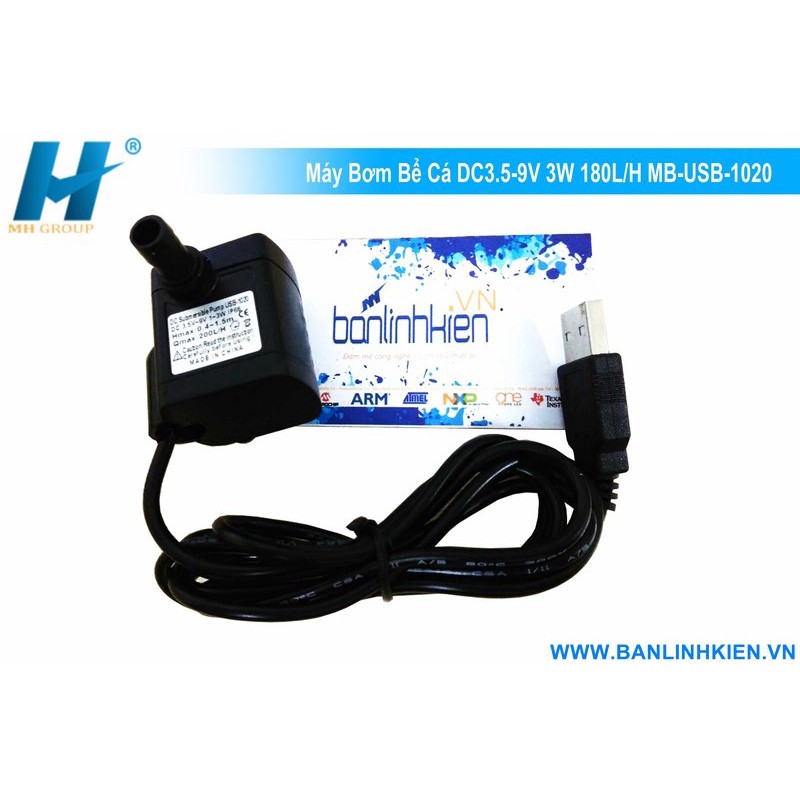 Máy Bơm Bể Cá DC3.5-9V 3W 180L/H MB-USB-1020