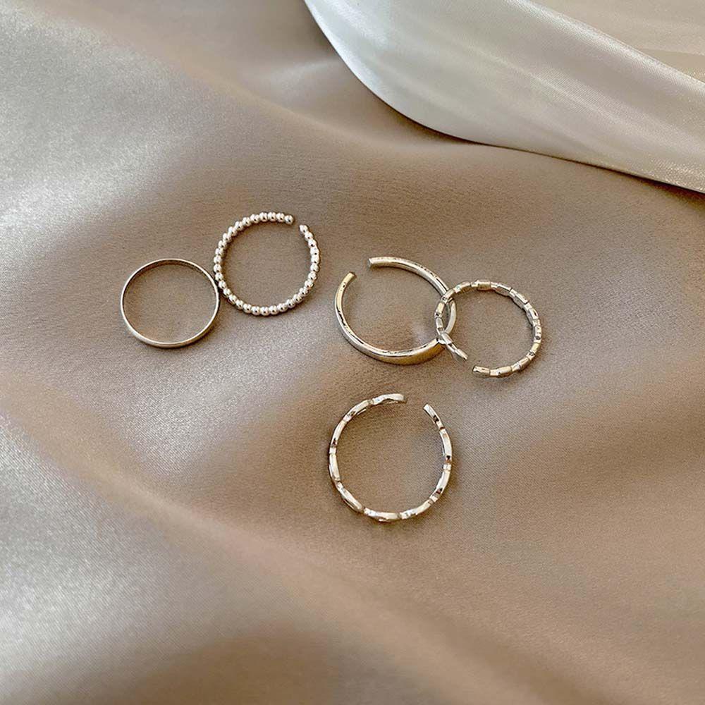 Bộ Nhẫn Hở Phối Dây Xích Mỏng Phong Cách Punk Thanh Lịch Cho Nữ