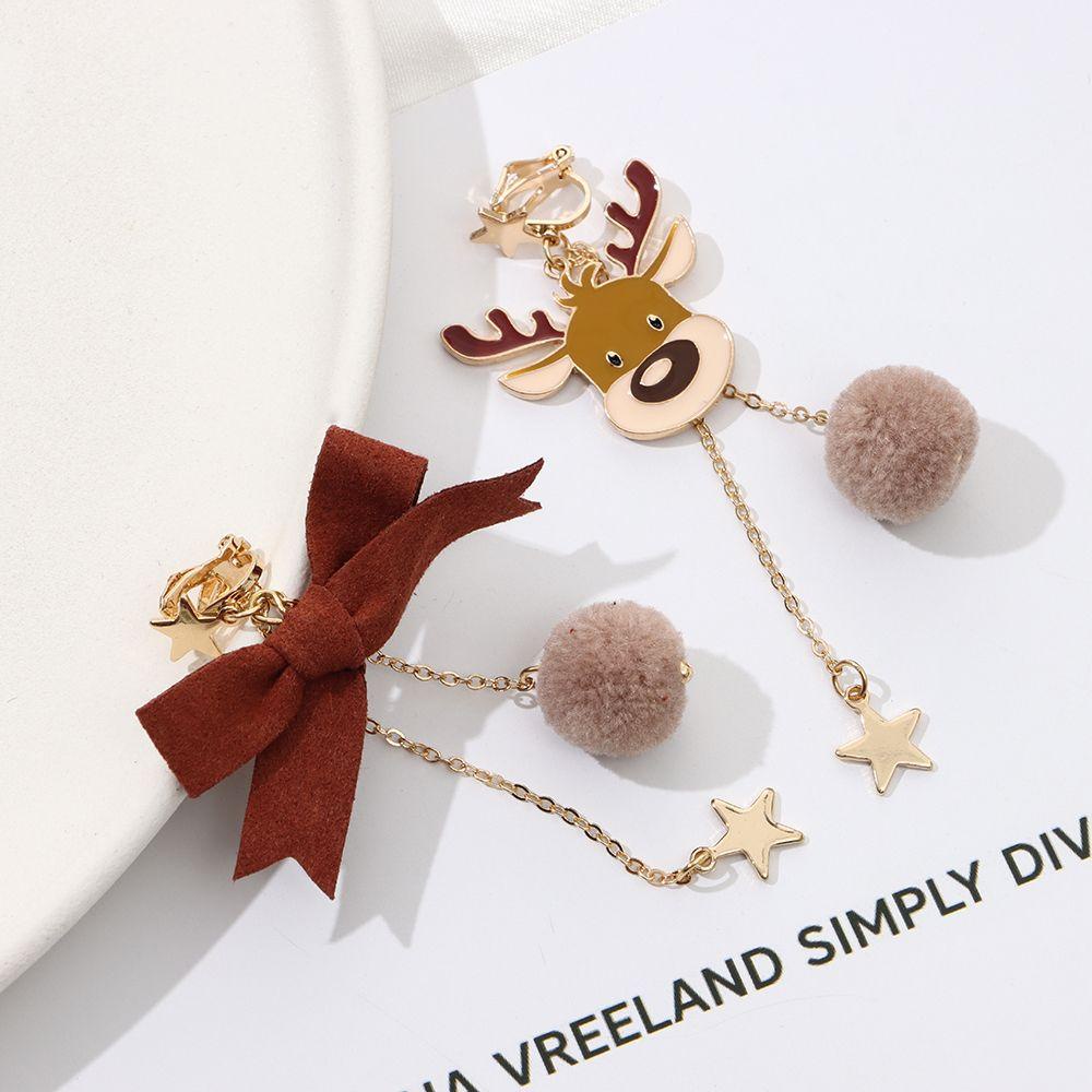 Khuyên Tai Hình Tuần Lộc Thắt Nơ Bướm Thời Trang Giáng Sinh