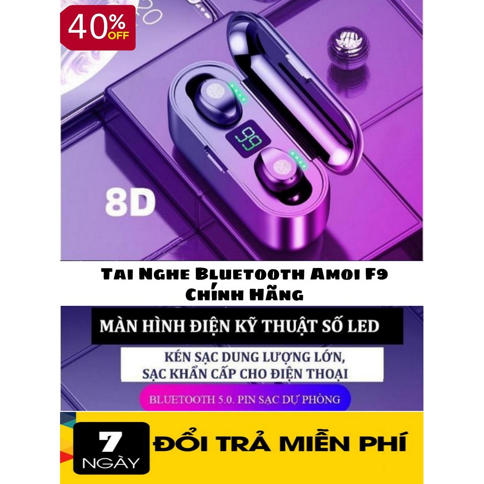 [ FREESHIP ] Tainghe Bluetooth AMOI F9 | Nút Cảm Ứng Cực Nhạy | Bluetooth 5.0 | Pin 280 giờ | Chống Kháng Nước Cực Tốt | BigBuy360 - bigbuy360.vn