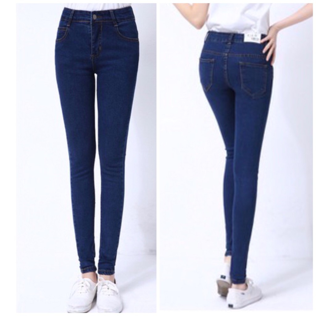 Quần jean nữ 👖👖 co giãn lưng cao vải mềm mịn hàng công ty💖 trơn lai thường | BigBuy360 - bigbuy360.vn