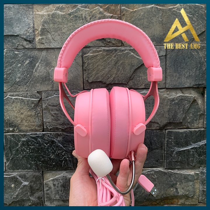 Tai Nghe Máy Tính Có Mic Gaming Led Rgb Headphone Chụp Tai Laptop DAREU EH925S Màu Hồng Nghe Nhạc Chơi Game Có Dây