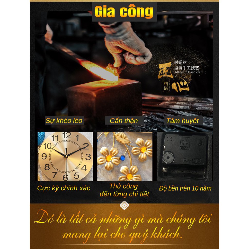 Đồng Hồ Treo Tường Con Công Trang Trí Phòng Khách Chính Hãng Bảo Hành 36 Tháng