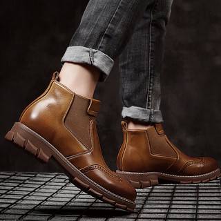 Giày da bò nam cổ cao dáng Martin boot (bốt) vintage 2019