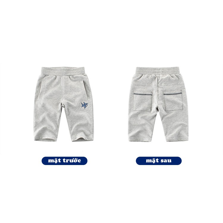 Quần bé trai 27Kids, quần short thun họa tiết thêu cá mập chất 100% cotton Hàng Xuất Âu Mỹ