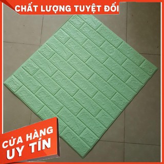 Bộ 5 Tấm Xốp Dán Tường Giả Gạch 3D Dày 4mm Màu Cốm Bơ, Xanh Lá Nhạt 70x77cm