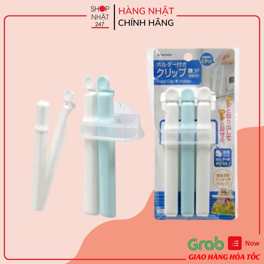 [Hỏa Tốc HN] Set 3 kẹp miệng túi INOMATA cỡ L kèm giá đựng Nội địa Nhật Bản