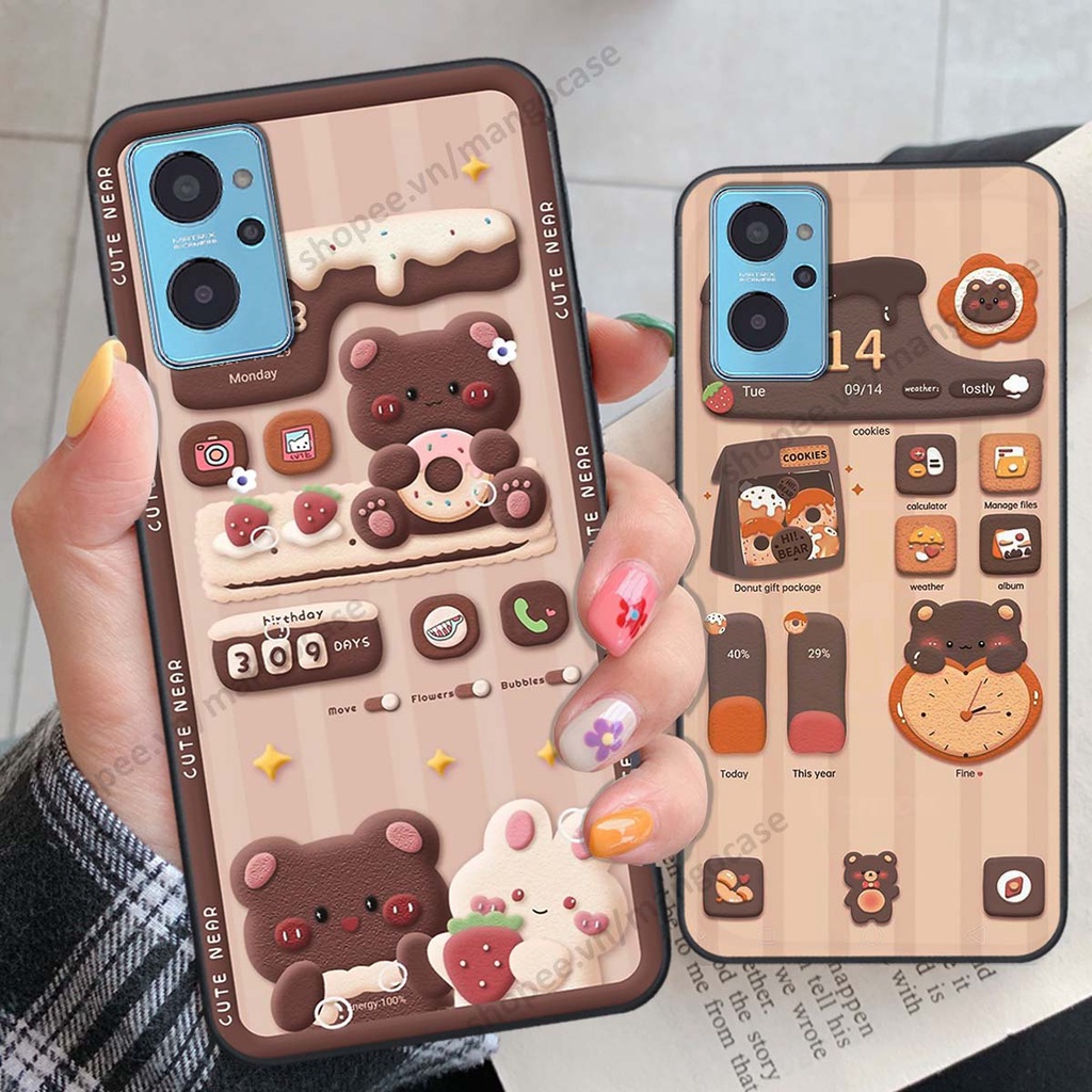 Ốp lưng Realme 9i hình gấu, thỏ, đồng hồ cute dễ thương