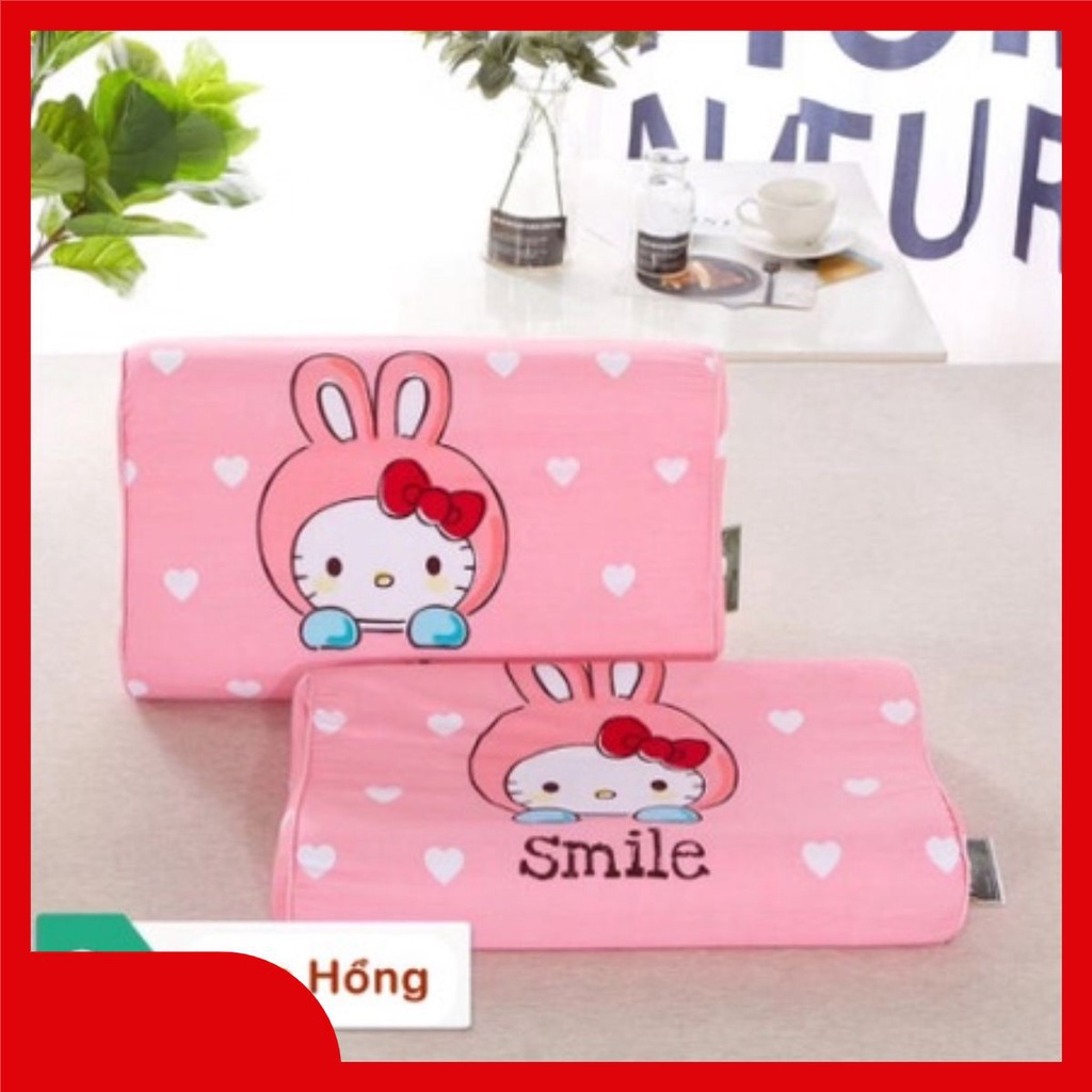 Gối cao su non cho bé họa tiết hoạt hình dễ thương vỏ gối chất liệu cotton thoáng mát_Chăn ga gối đệm