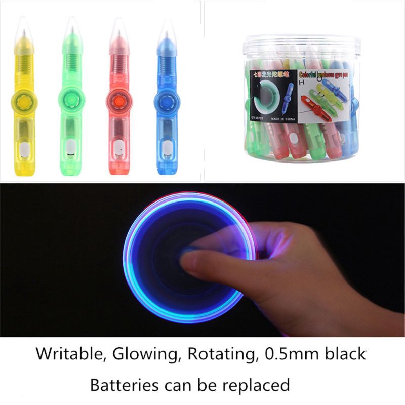 Bút Gel Xoay 0.5mm Có Đèn Led Thoải Mái Chống Trượt Vui Nhộn Màu Ngẫu Nhiên
