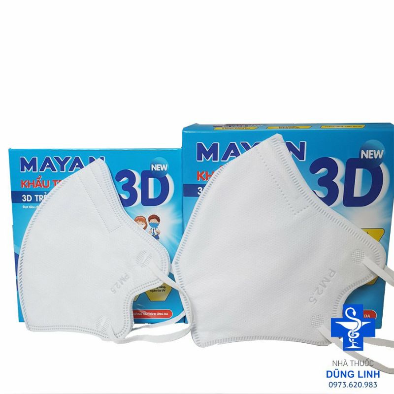 khẩu trang (mặt nạ) mayan 3D hộp 10 cái tái sử dụng nhiều lần cho trẻ em và người lớn