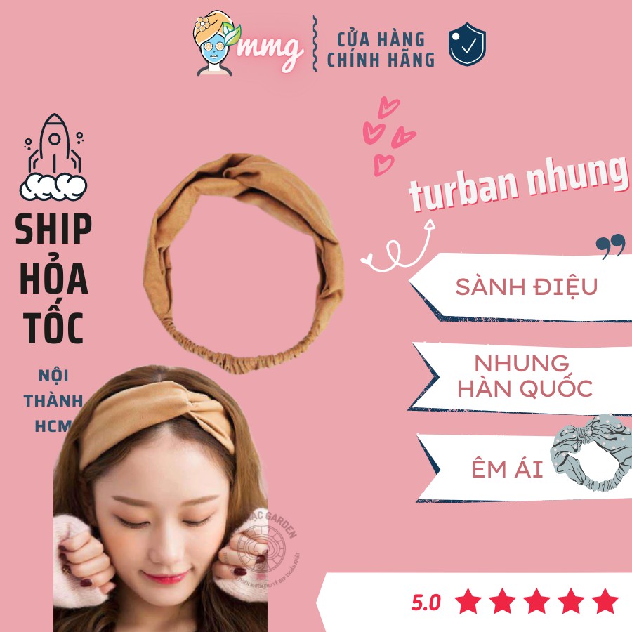 Phụ kiện tóc băng đô turban nữ trơn chất liệu nhung dạ thời trang Hàn Quốc dễ thương