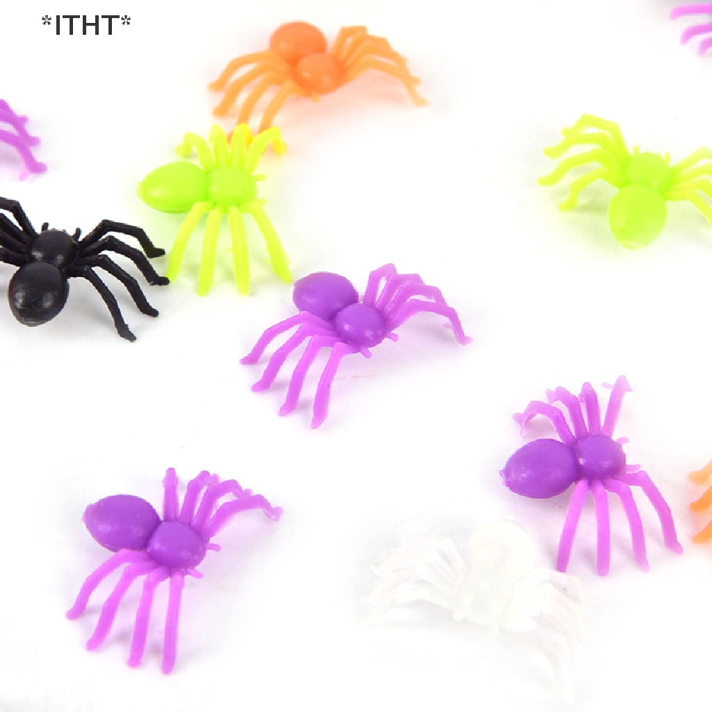 Set 200 Nhện Nhựa Mini Nhiều Màu Sắc Dùng Trang Trí Halloween