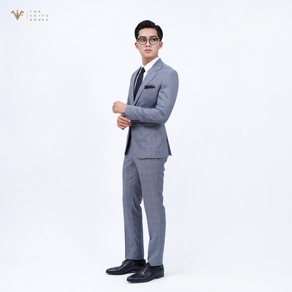 Bộ vest nam xám kẻ ô, suits sartorial, form ôm The Suits House