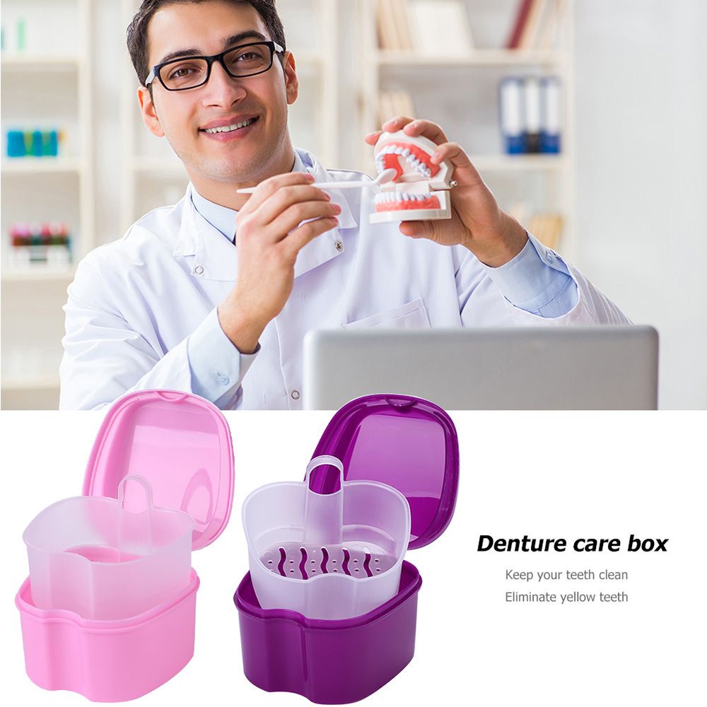 Hộp Đựng Răng Giả Chăm Sóc Sức Khỏe Bền Bỉ Có Lưới Treo Chỉnh Răng Bền Bỉ Nhiều Màu Sắc