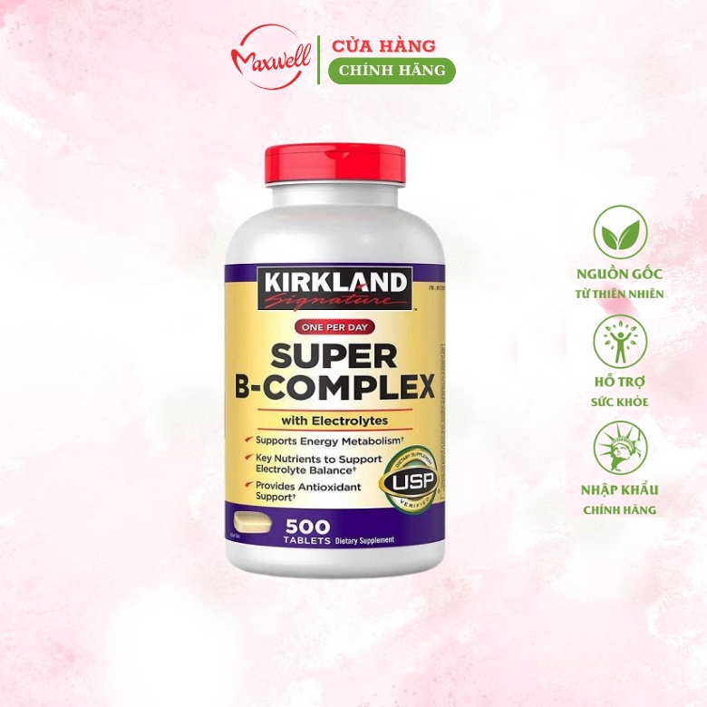 Vitamin B kirkland super B-complex tăng hệ miễn dịch 500 viên Healthy care Maxwell